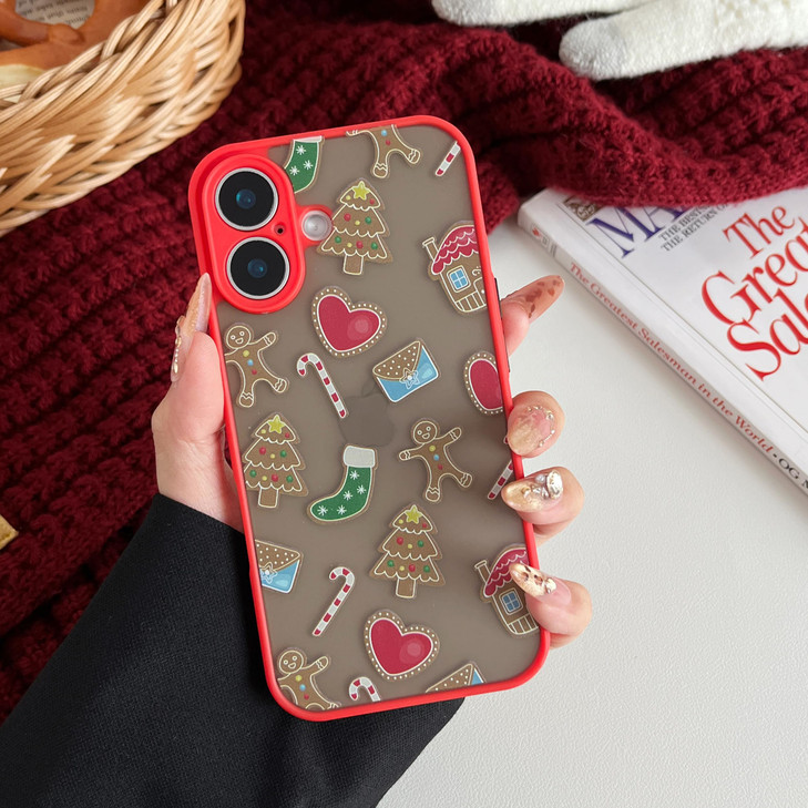 ZTOFERA Christmas Case for iPhone 16 PlusCute Merry Christmas Pattern Phone Case Gifts Translucent Silicone Hard PC TPU