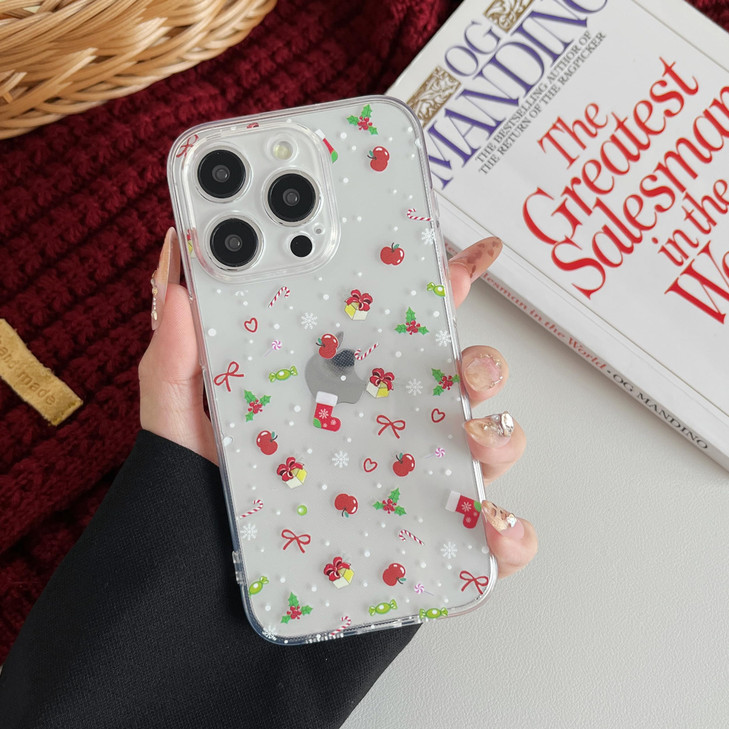 ZTOFERA Christmas Phone Case for iPhone 16 Pro 63 inchClear Cute Merry Christmas Candy Pattern Phone Case Gifts Transpar