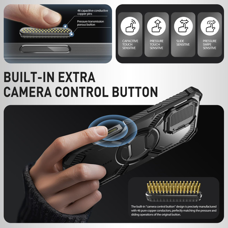 iBlason for iPhone 16 Pro Case MagSafe Camera Control Button Builtin Screen Protector Camera Cover Stand Military Protec