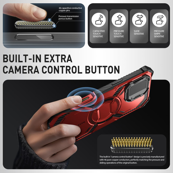 iBlason for iPhone 16 Pro Case MagSafe Camera Control Button Builtin Screen Protector Camera Cover Stand Military Protec