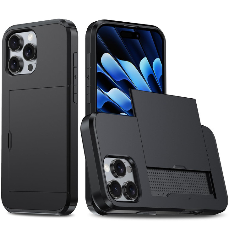 Ueokeird Case for iPhone 16 Pro Max Wallet Case Card Holder Heavy Duty Protective Dual Layer Shockproof Hidden Card Slot