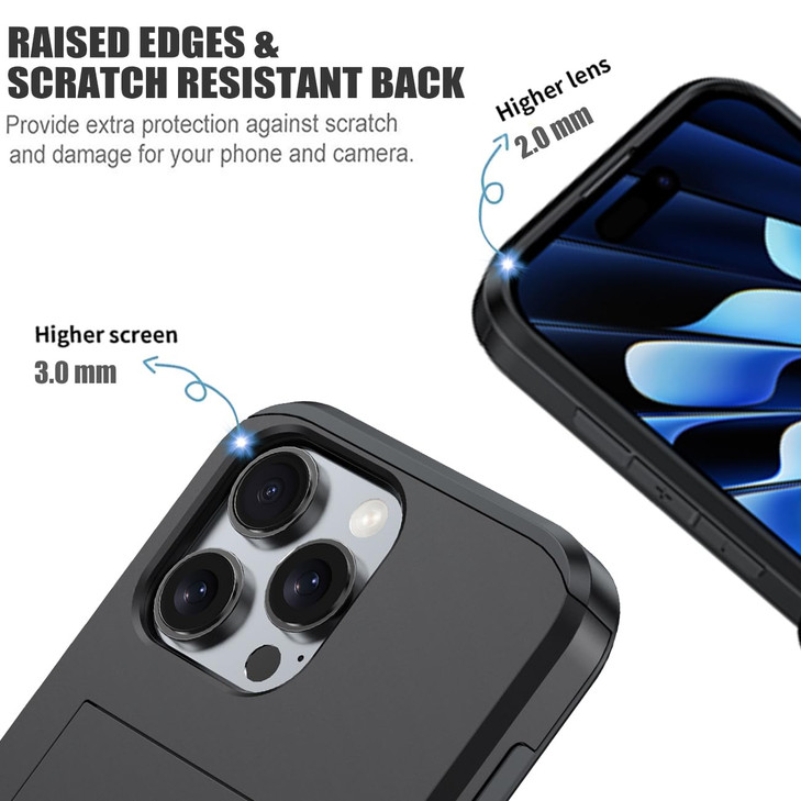 Ueokeird Case for iPhone 16 Pro Max Wallet Case Card Holder Heavy Duty Protective Dual Layer Shockproof Hidden Card Slot