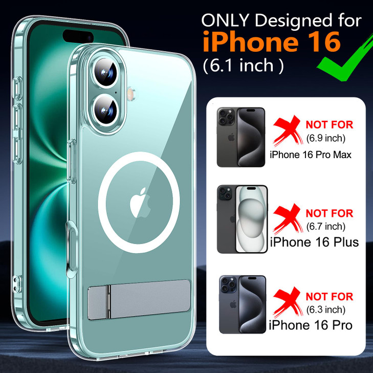 xiwxi for iPhone 16 Case with KickstandCompatible with Magsafe1Screen ProtectorMilitaryGrade Protection AntiYellowingMag