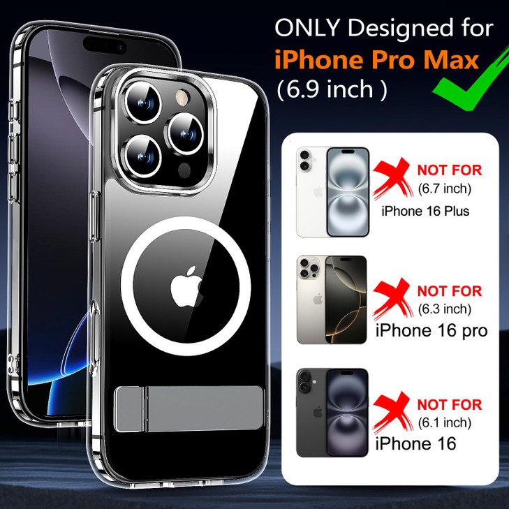 xiwxi for iPhone 16 Pro Max Case with KickstandCompatible with Magsafe1Screen ProtectorMilitaryGrade Protection AntiYell