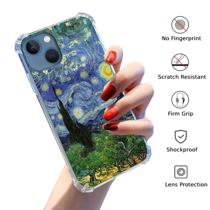 AOSSXIN Van Gogh Paintings Case for iPhone 13Van Gogh Artworks CollageTrendy Cool Shockproof TPU Bumper Case for iPhone
