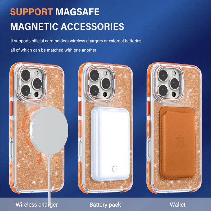 CCSmall Bling Sparkle Cute Clear Case for Apple iPhone 16 Pro Crystal AntiYellowing Compatible for MagSafe with Camera R