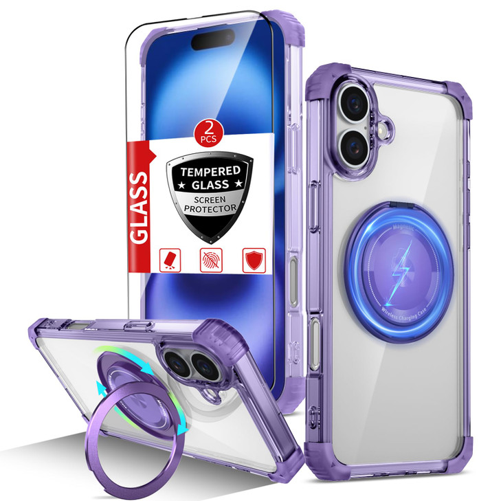 IYTRRYH for iPhone 16 Plus Case Magnetic Compatible with MagSafewith 2 Screen ProtectorsBuiltin Camera CoverKickstand Ri