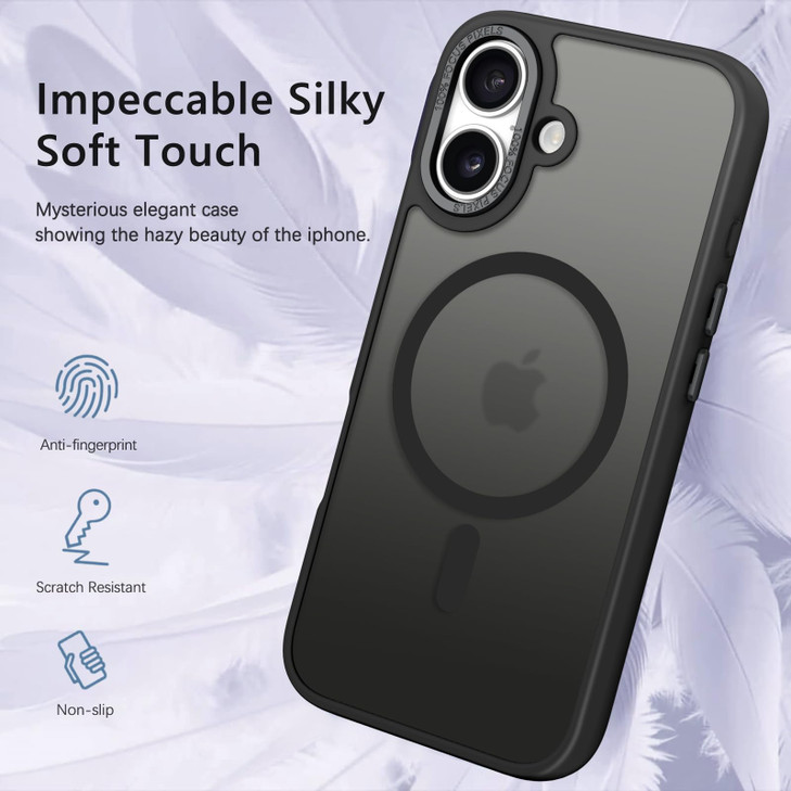 GUAGUA for iPhone 16 Case Magnetic Phone Case for iPhone 16 Compatible with MagSafe Translucent Matte Skin Feeling Shock