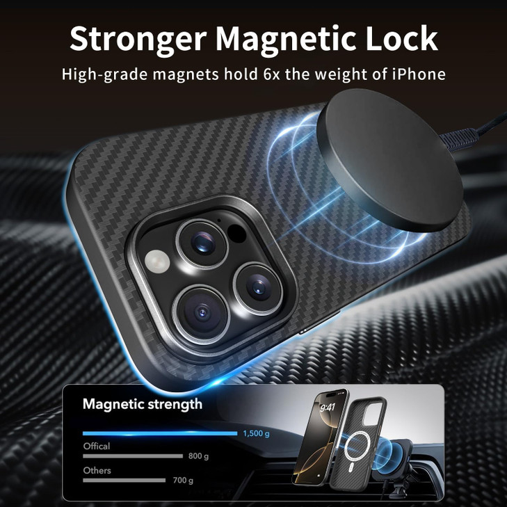 Xlevel for iPhone 16 Pro Case Upgraded Carbon Fiber MilitaryGrade Drop Protection Shockproof Slim Phone Cover Soft Edge