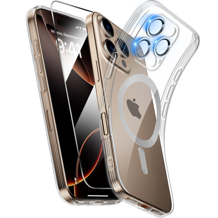 Xlevel Magnetic for iPhone 16 Pro Max Case Clear Compatible with MagSafe Builtin Camera Lens Protector Screen Protectors
