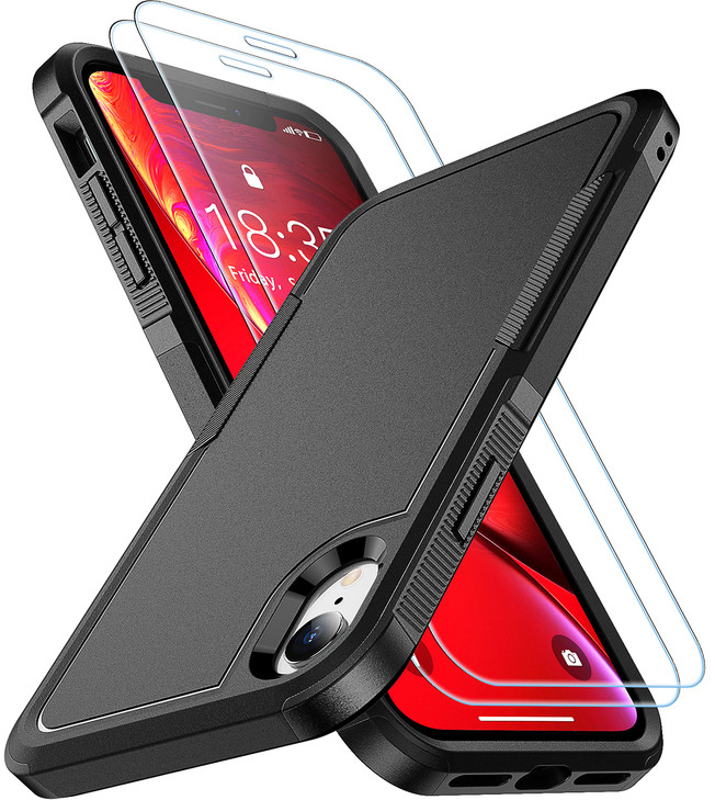 SPIDERCASE for iPhone XR Case 10 FT Military Grade Drop Protection NonSlip 2 pcs Tempered Glass Screen Protector Shockpr