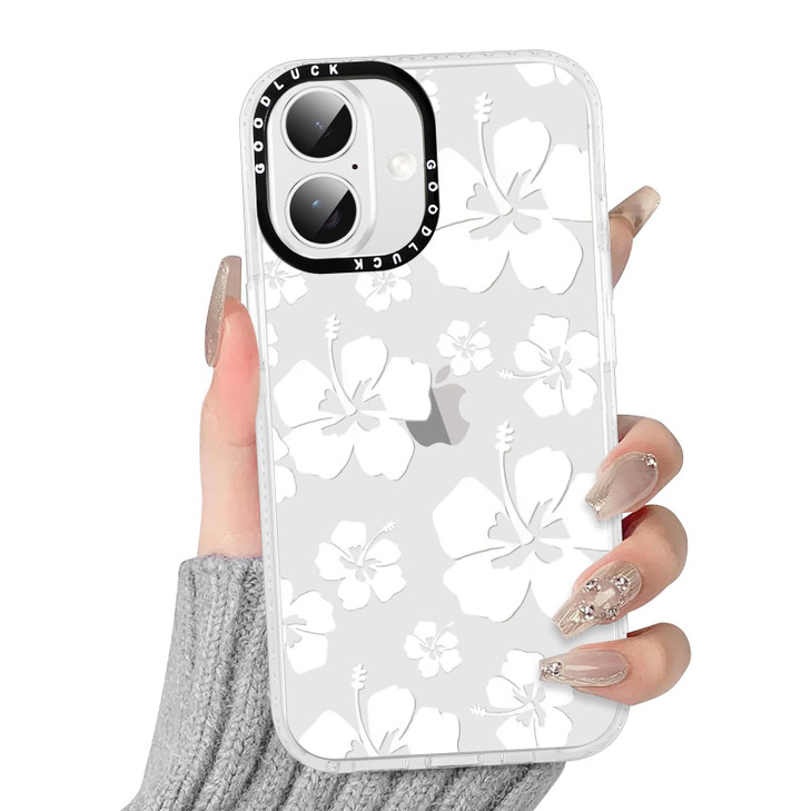 RUMDEY Clear Floral Flower Case for iPhone 16 Plus 67 Cute Preppy Crystal Pattern Aesthetic Design Soft Slim AntiYellow