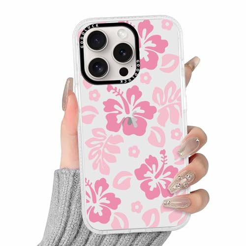 RUMDEY Clear Hibiscus Flower Case for iPhone 16 Pro 63 Cute Preppy Floral Crystal Pattern Aesthetic Design Soft Slim Ant