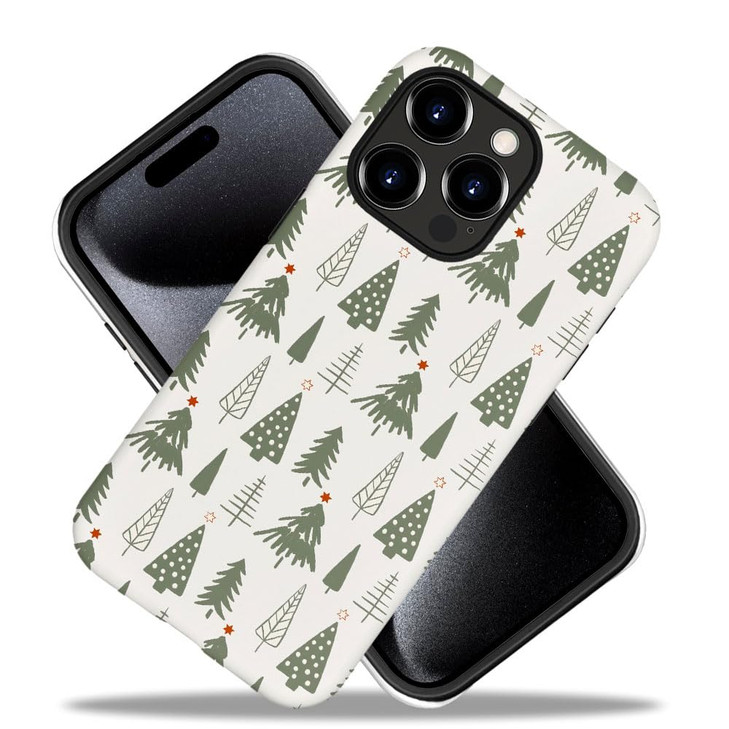 Generic Compatible with for iPhone 16 Pro MaxChristmas Tree Green Pattern Phone Case for Girl Women Boy MenScratch Resis
