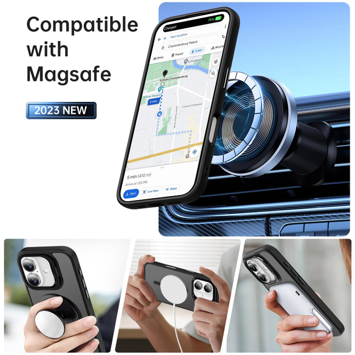 Goodon Magnetic for iPhone 16 Case with Screen Protector Builtin Camera KickstandCompatible with Magsafe Wireless Chargi