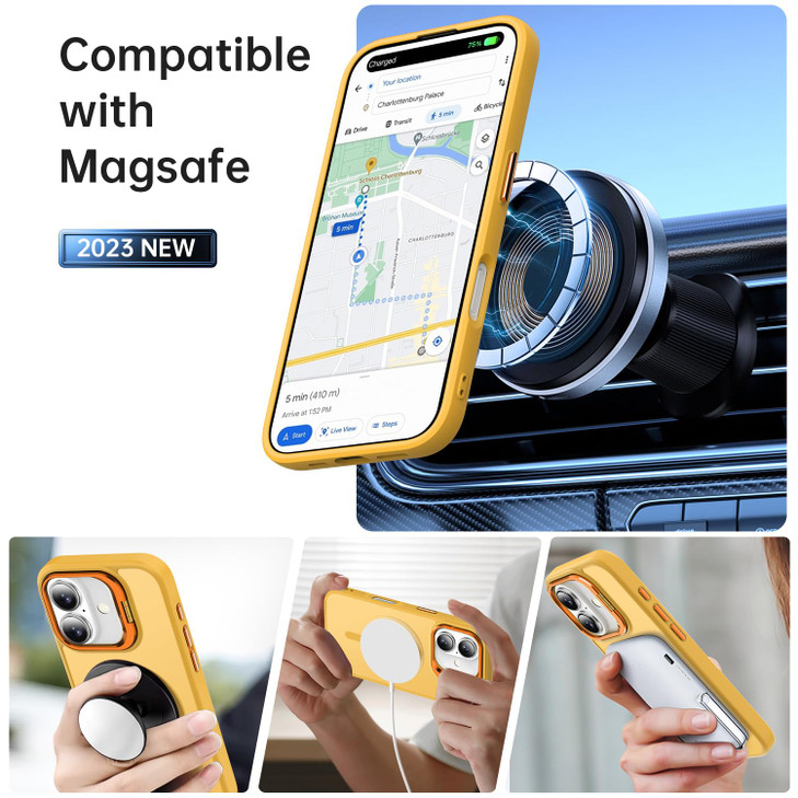 GOODON Magnetic for iPhone 16 Plus Case with Screen Protector Builtin Camera KickstandCompatible with Magsafe Wireless C