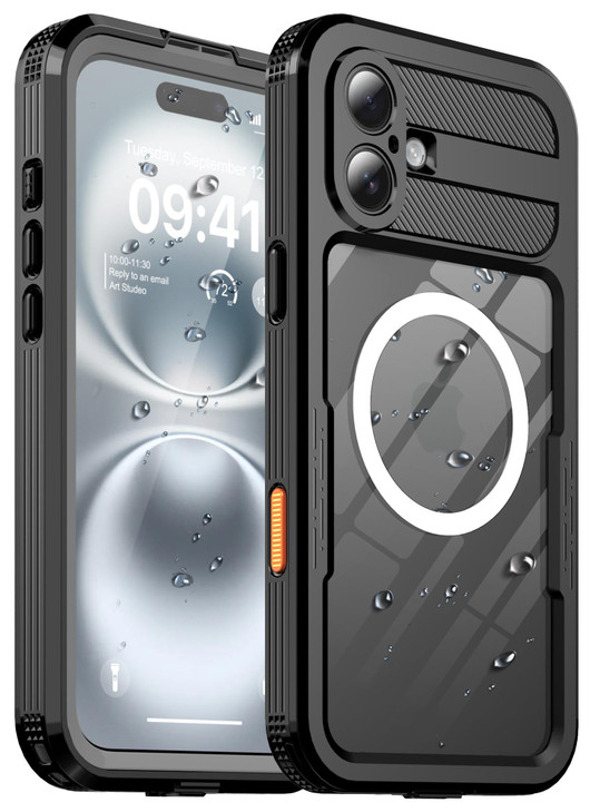 for iPhone 16 Plus Waterproof Case with Builtin Screen Protector Dustproof Shockproof Compatible with MagSafe Full Body