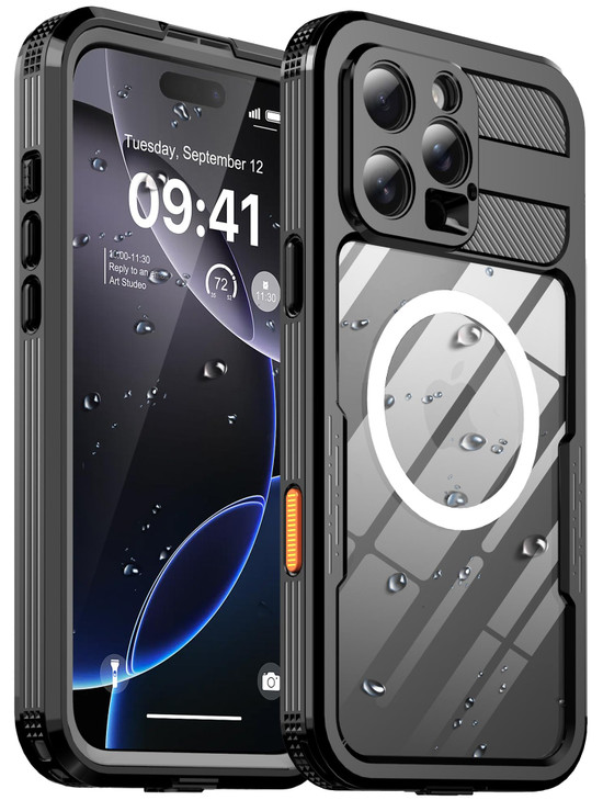 for iPhone 16 Pro Waterproof Case with Builtin Screen Protector Dustproof Shockproof Compatible with MagSafe Full Body U