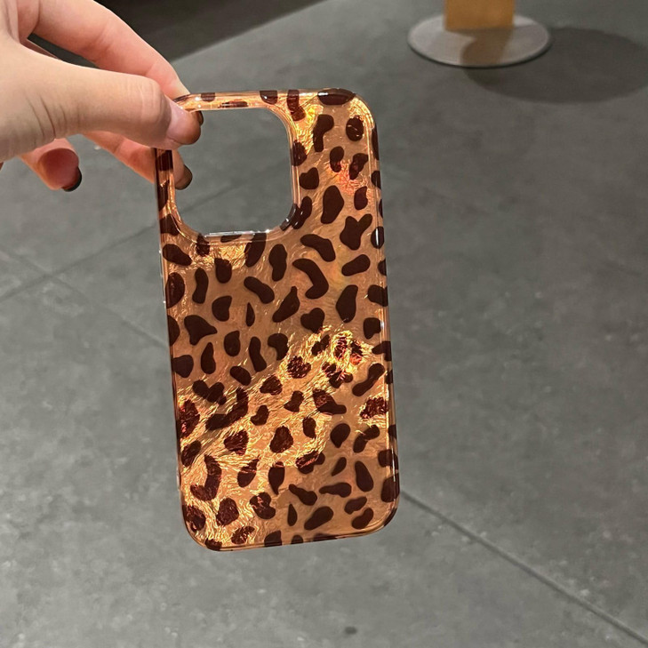 Reezaddin Brown Glitter Cheetah Leopard Print Phone Case for iPhone 16 Pro 63inRetro Aesthetic Cool Girl Blingbling Tort