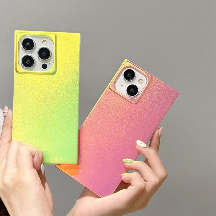 Reezaddin Rectangle Green Iridescent Satin Phone Case for iPhone 16 Pro Max69inchAeshtetic Neon Color Changing Glitter S