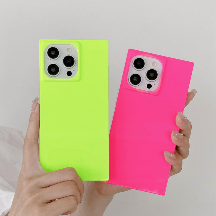 Reezaddin Rectangle Neon Yellow Phone Case for iPhone 16 Pro Max 69inTrendy Stylish Chic Glossy One Piece Design Slim Re