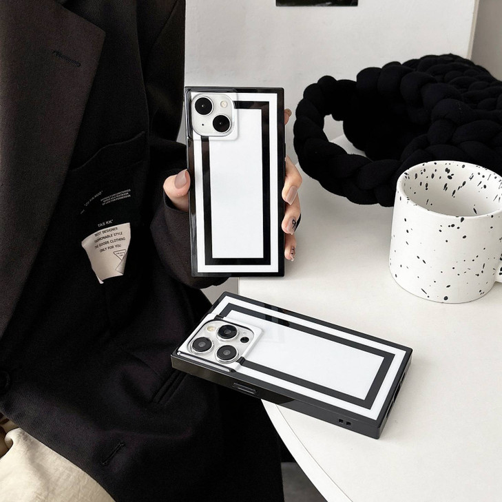 Reezaddin Rectangle Black White Lines Retro Phone Case for iPhone 16 Pro 63inLuxury Minimal Designer Striped Cool Patter