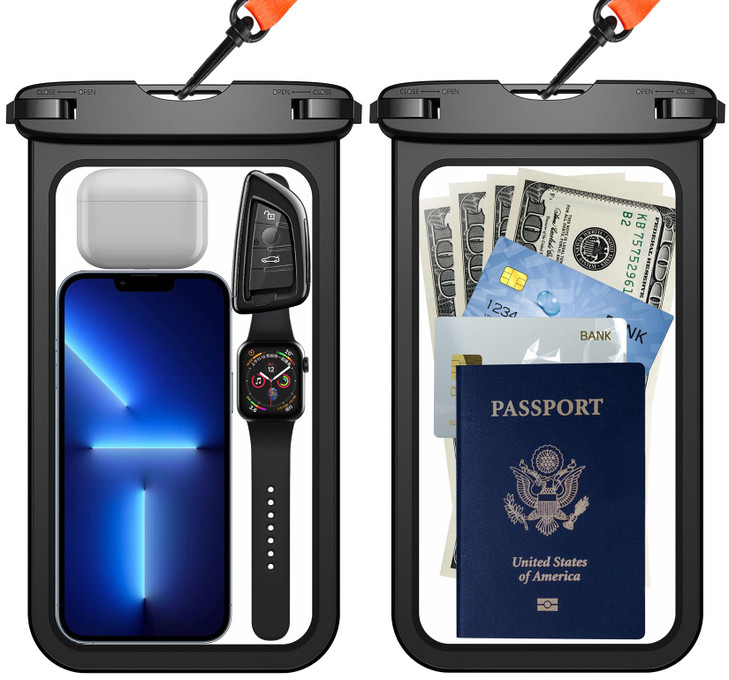 Temdan 2 Pcs Waterproof Phone Pouch Up to 10 Large Universal IPX8 Waterproof Cell Phone Case Dry Bag with Lanyard for iP