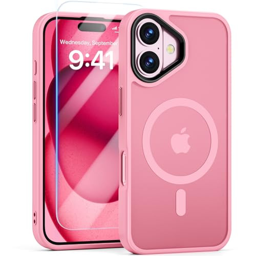 GIVELOT Magnetic for iPhone 16 Plus Case with 9H Screen Protector Compatible for MagsafeColorful Frame Translucent Matte