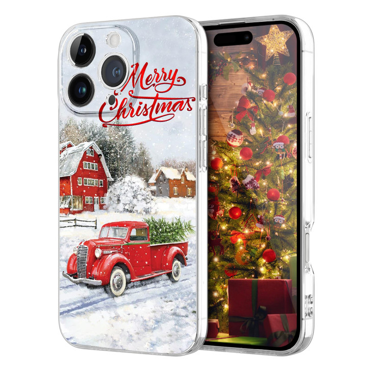 Newseego for iPhone 16 Pro Max Case Cute Red Car Pattern Merry Christmas Phone Case for Women Girls Children AntiYellow