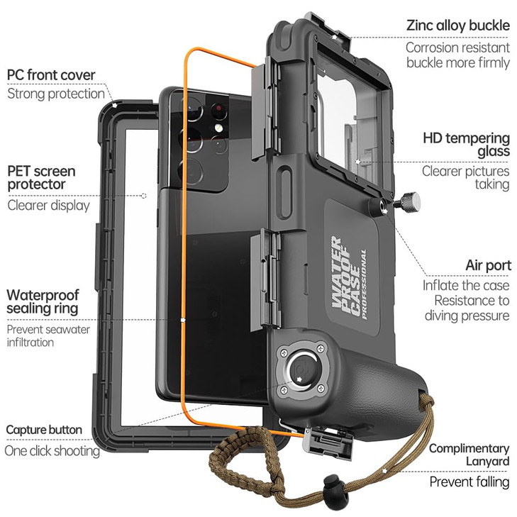 Underwater Diving Phone Case for iPhone 161514131211 Pro Max Samsung Galaxy S24S23S22 Plus Ultra Professional 50ft15m Sn