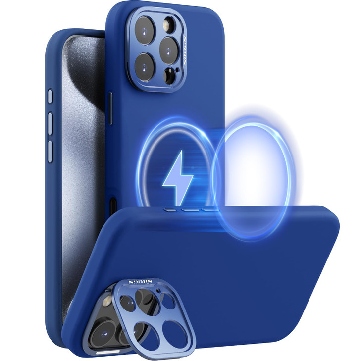 Nillkin for iPhone 16 Pro Max Case with Camera Protection Stand Compatible with MagSafe Shockproof Silicone Slim Phone C