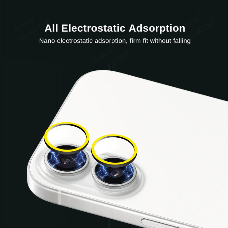 Omorro Compatible for iPhone 1616 Plus Luminous Camera Lens Protector Ultra Thin Film Tempered Glass Camera Screen Prote
