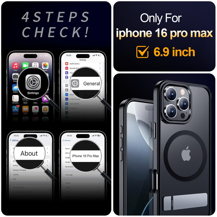 MOZOTER Magnetic for iPhone 16 Pro Max Case with KickstandCompatible with MagSafe 16 FT Military Grade Protection Slim T