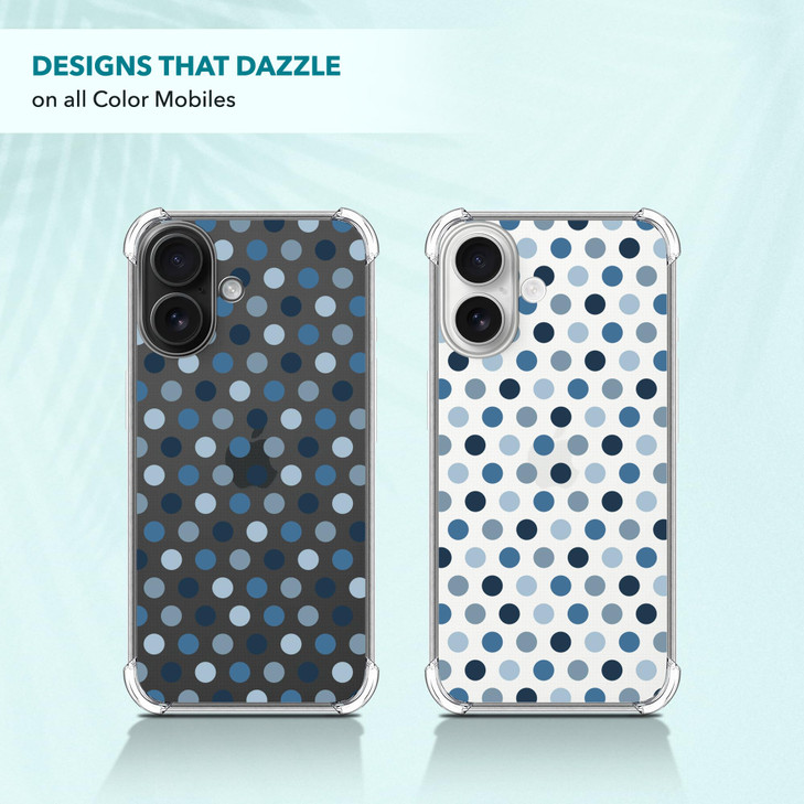 SuzaCase Clear Case for iPhone 16 Plus iPhone 16 Plus Case with Stylish Polka Dots Blue Printed Durable Clear Shockproof