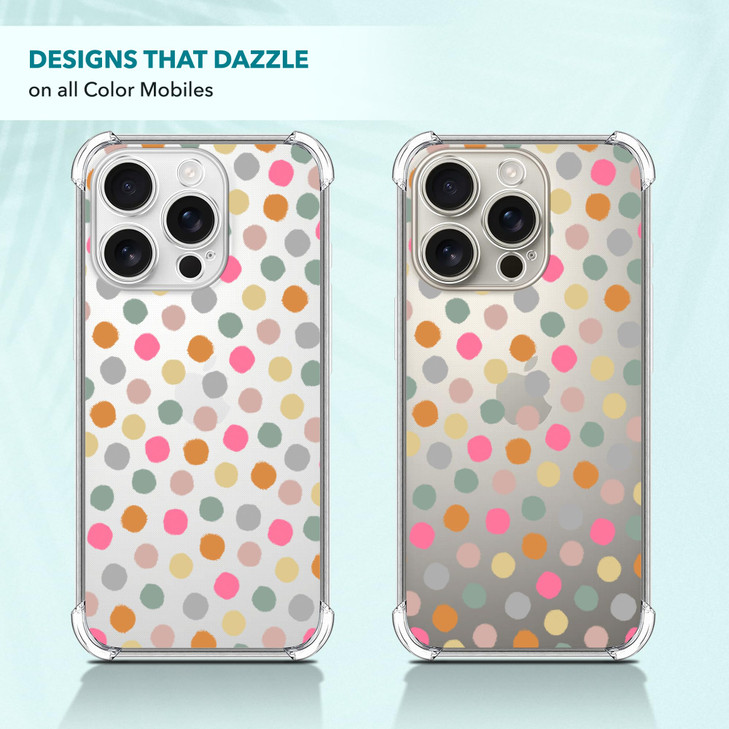 SuzaCase Clear Case for iPhone 16 Pro iPhone 16 Pro Case with Stylish Polka Dots Watercolor Pattern Printed Durable Clea