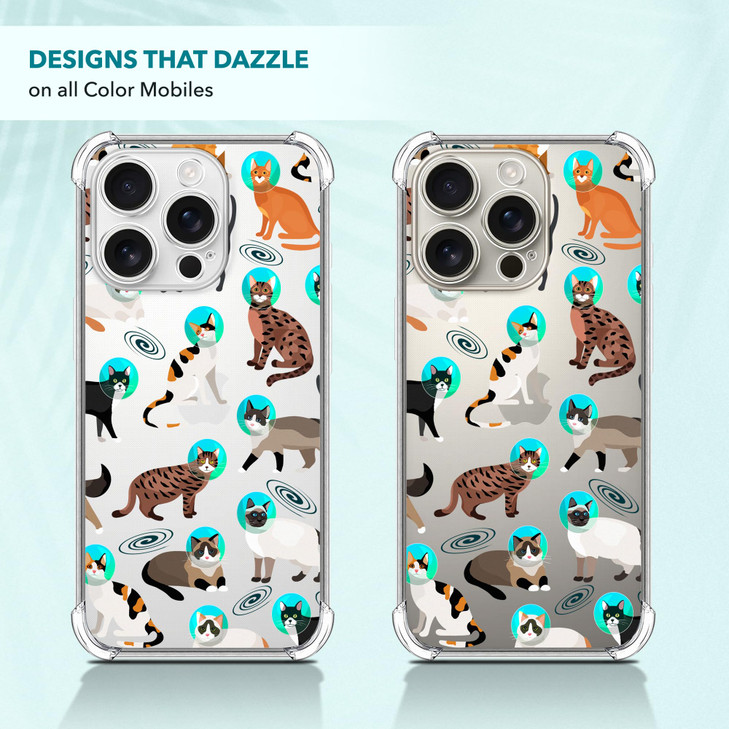 SuzaCase Clear Case for iPhone 16 Pro iPhone 16 Pro Case with Stylish Space Cat Pattern Printed Durable Clear Shockproof
