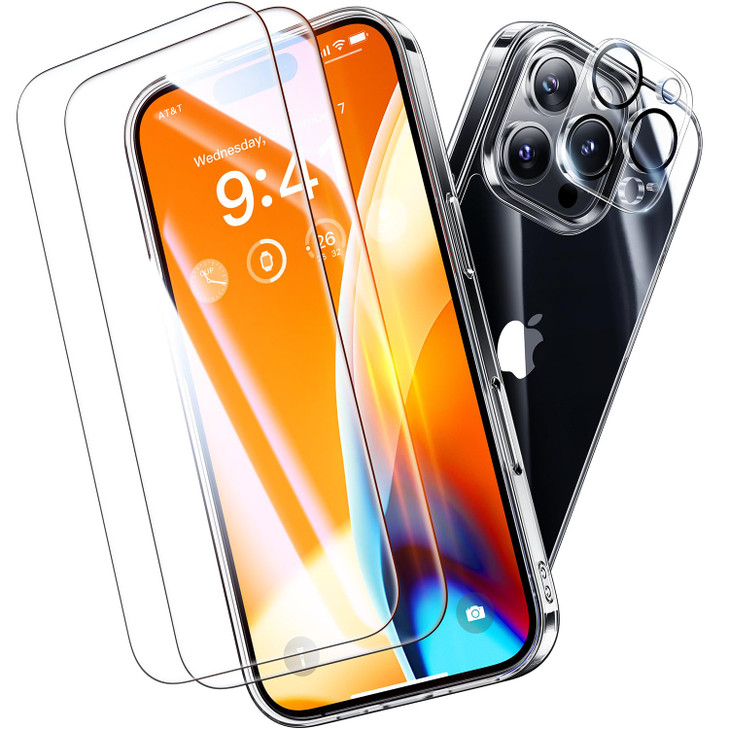 Opxyl Not Yellowing for iPhone 16 Pro Max Case Clear 360 Protection with 2X Screen Protector 2X Camera Lens Protector Mi