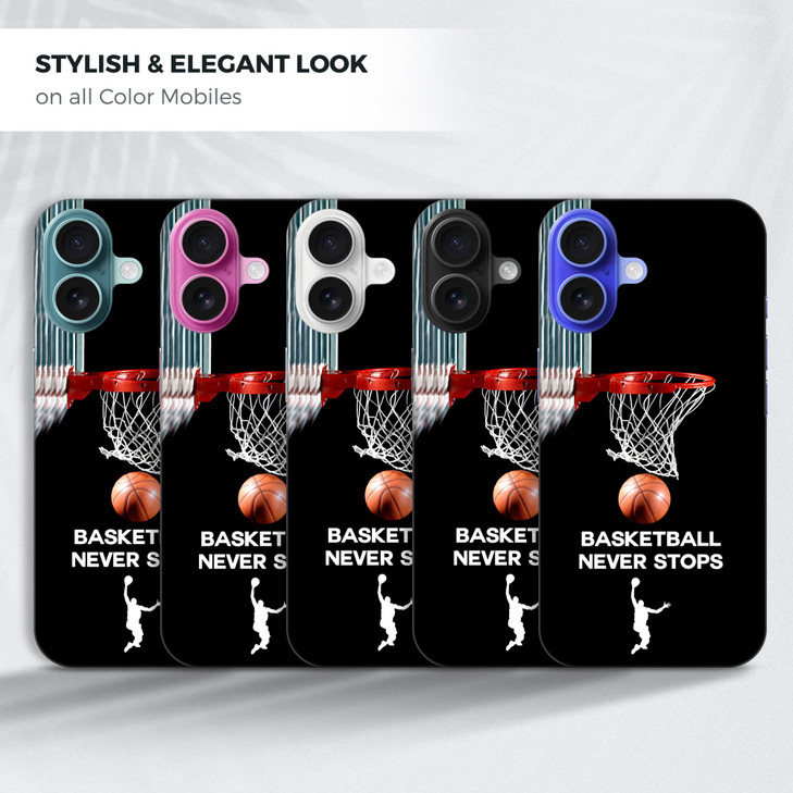 GlamCase for iPhone 16 Plus iPhone 16 Plus Case Basketball Never Stops Design Printed Slim Sleek Cute Plastic Hard Snap