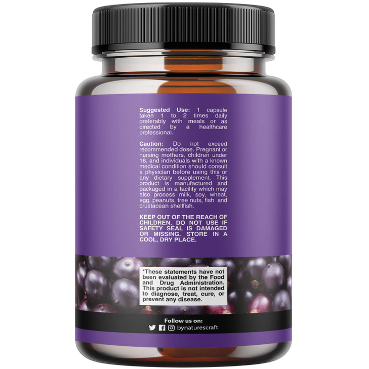 Acai Berry Supplement for Energy & Weight Goals - Immune Support Supplement with Antioxidant Benefits - 600 mg Acai Berry 4:1 Extract for Cognitive H