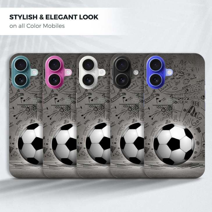 GlamCase for iPhone 16 Plus iPhone 16 Plus Case Soccer Ball with Black Art Wall Printed Slim Sleek Cute Plastic Hard Pro