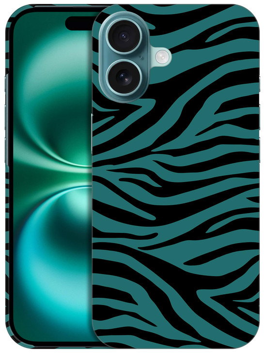GlamCase for iPhone 16 Plus iPhone 16 Plus Case Zebra Teal Print Pattern Design Printed Slim Sleek Cute Plastic Hard Pro