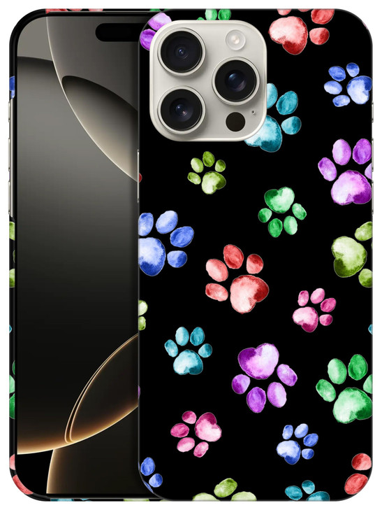 GlamCase for iPhone 16 Pro Max iPhone 16 Pro Max Case Dog Paw Watercolour Print Printed Slim Sleek Cute Plastic Hard Des