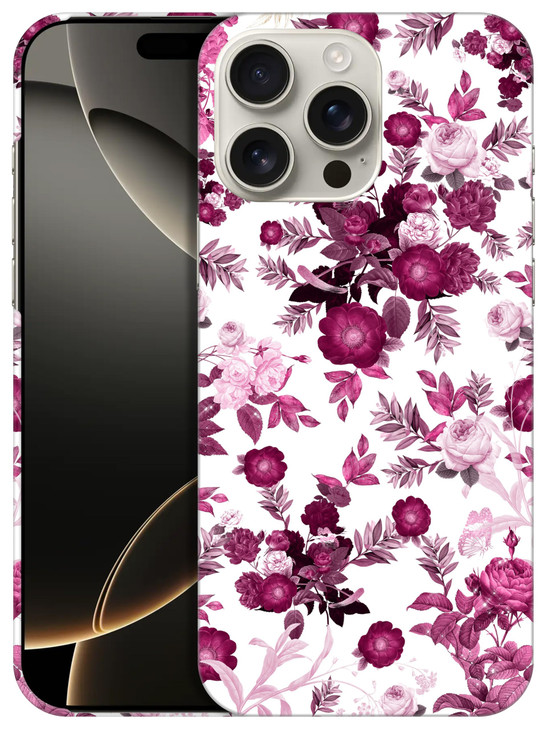 GlamCase for iPhone 16 Pro Max iPhone 16 Pro Max Case Pink Burgundy Floral Pattern Printed Slim Sleek Cute Plastic Hard