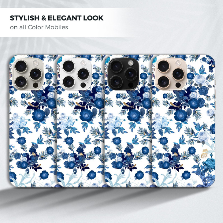 GlamCase for iPhone 16 Pro iPhone 16 Pro Case Blue Floral Pattern Design Printed Slim Sleek Cute Plastic Hard Protective