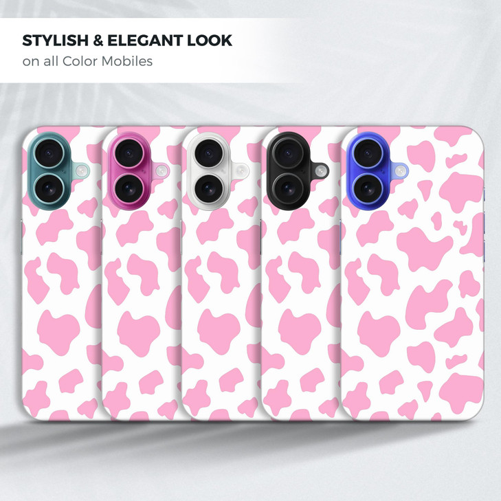 GlamCase for iPhone 16 iiPhone 16 Case Cow Skin Pink Pattern Design Printed Slim Sleek Cute Plastic Hard Snap on Protect