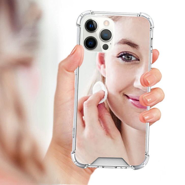 LUVI Compatible with iPhone 16 Pro Mirror Case Cute for Women Girls Silicone Bumper Slim Ultra Thin Corner Protection Ca