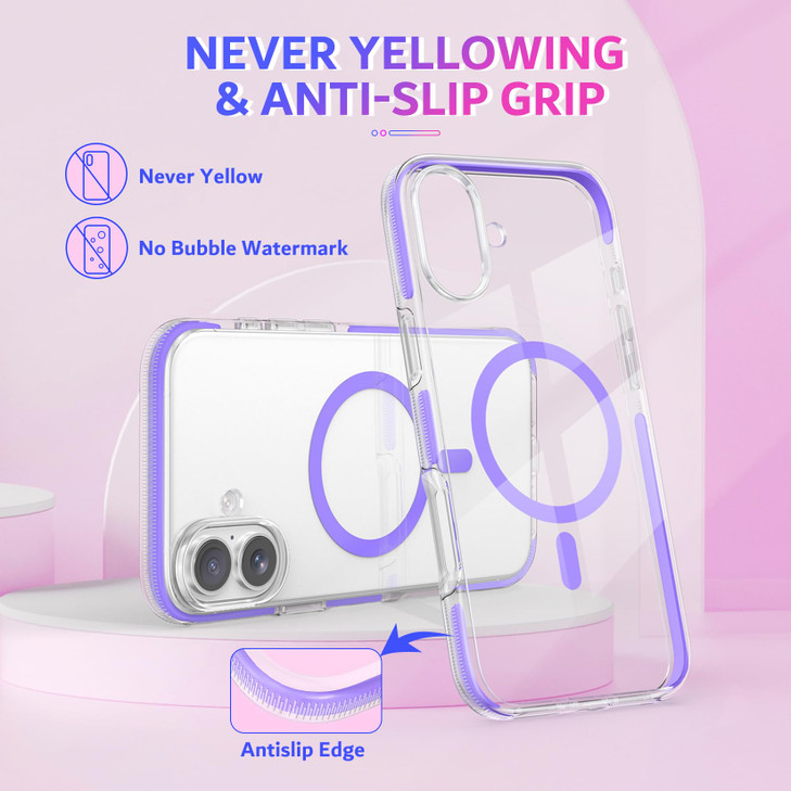 MATEPROX Magnetic Clear Compatible with iPhone 16 Plus Case2024Compatible with MagSafeNever Yellowing AntiSlip Military