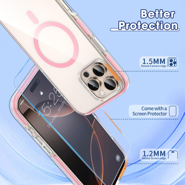 MATEPROX Magnetic Clear Compatible with iPhone 16 Pro Max Case2024Compatible with MagSafeNever Yellowing AntiSlip Milita