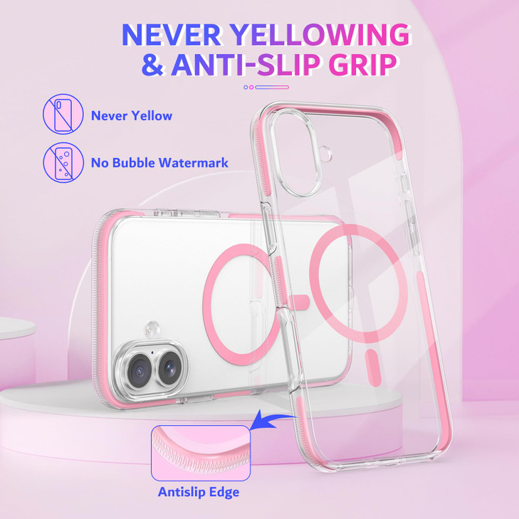 MATEPROX Magnetic Clear Compatible with iPhone 16 Case2024Compatible with MagSafeNever Yellowing AntiSlip Military Prote