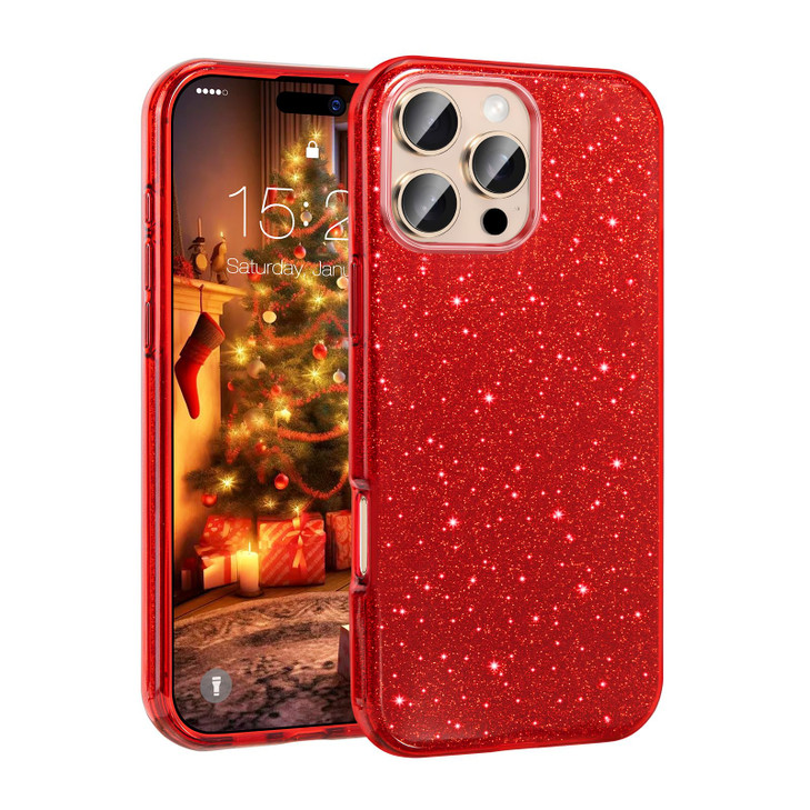 MATEPROX Compatible with iPhone 16 Pro Max Case Glitter Bling 3Layer Shockproof AntiScratch Cover 69 for Girls WomenTren